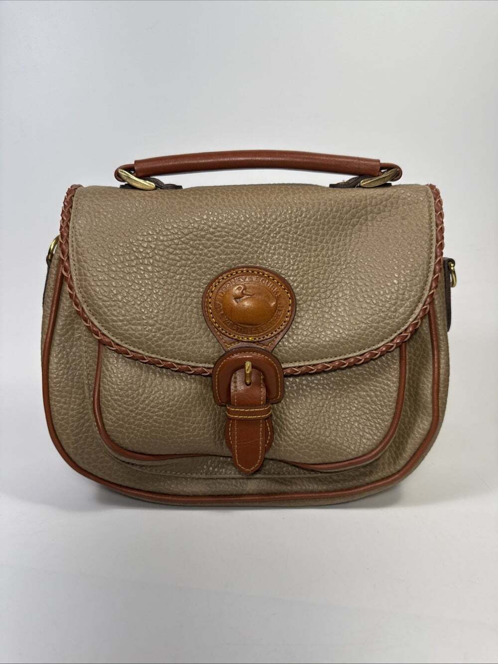 Vintage Dooney & Bourke All Weather Leather Handbag Satchel Pebbled Top Handle
